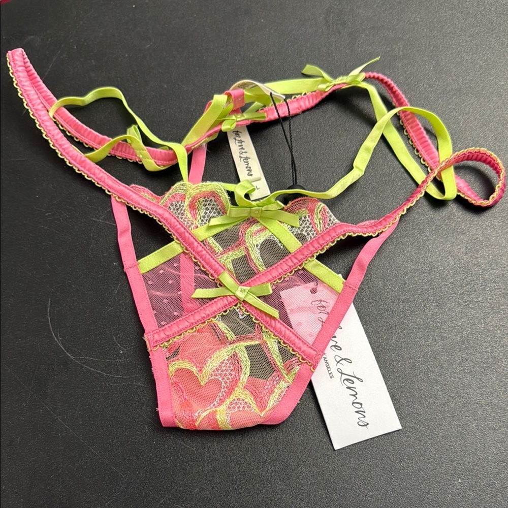 For Love & Lemons Pink and Green Lace Lingerie